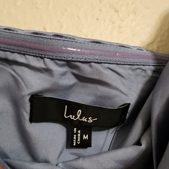 Lulus Demure Sweetie Slate Blue Satin Strapless Two-Piece Midi Dress M Wedding - Picture 9 of 10